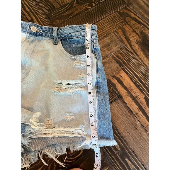 Vervet Color block Denim Cut Off Jean Shorts Women Large Fringe Western Summer - Picture 8 of 12